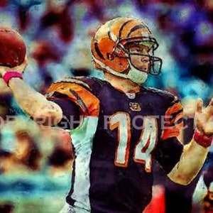 Raro Bengals Andy Dalton Art Print, 12 x 18, firmata e numerata dall&#39;artista, solo 50