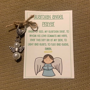 Guardian Angel Charm/Guardian Angel Purse Clip/Beaded Guardian Angel Prayer Charm/Guardian Angel Friend Support Gift/Pocket Guardian Angel
