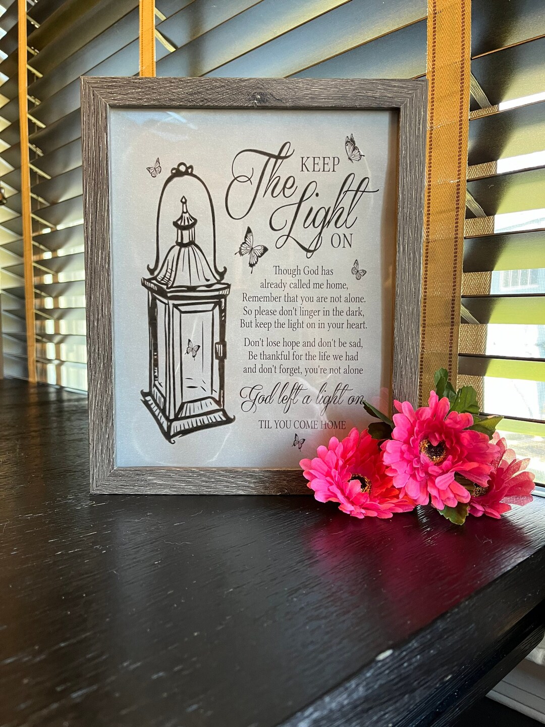 Keep the Light on Memorial Shadow Box/lighted Memorial Sympathy Gift