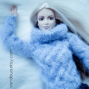Knitted warm doll clothes, doll clothing, apparel,blue warm sweater, Knitting for doll, One Sixth Scale Doll, 1:6 fashion doll sweater