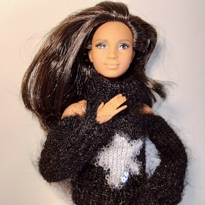 Knitted warm doll clothes, doll clothing, apparel, black warm sweaterster, Knitting for doll, One Sixth Scale Doll, 1:6 fashion doll sweater