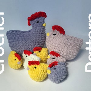 Chicken Crochet Pattern Chicken Family PDF Crochet Pattern With Written Instructions Set Chicken Rooster Chick Crochet Toy Home Decor