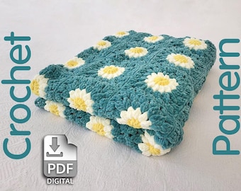 Blanket Daisy Granny Square Pattern Granny Square PDF Crochet Pattern