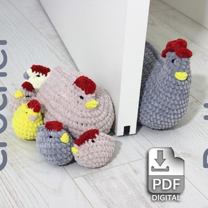 Door Stopper Chicken Crochet Pattern Doorstop Chicken Family PDF Crochet Pattern With Written Instructions Crochet Door Stop Pattern