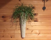 SALE Vintage Wicker Wall Pocket 20 quot long