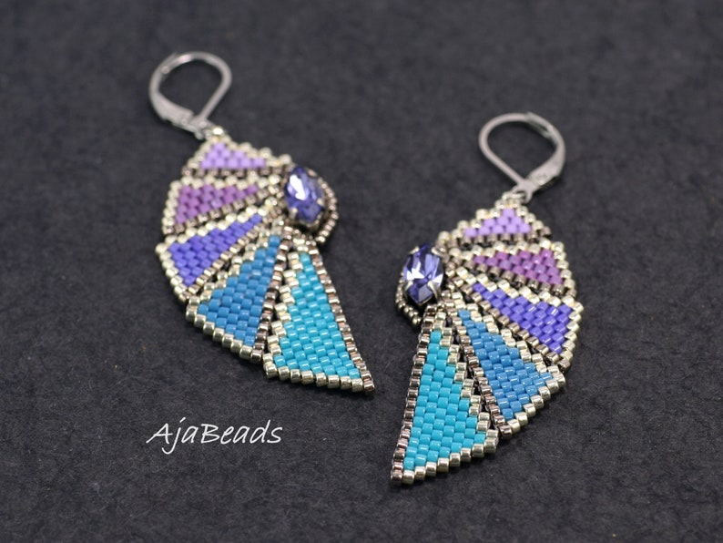 Beading tutorial Wings beaded earrings in two sizes image 7