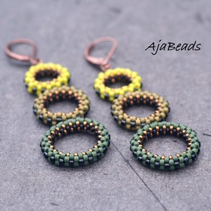 Bubbles earrings - green-black-bronze