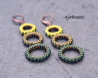 Bubbles earrings - green-black-bronze