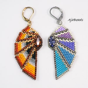 Beading tutorial Wings beaded earrings in two sizes image 10