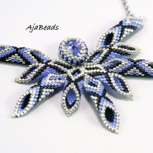 Necklace - Pterula - lavender-silver-black with a drop