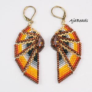 Beading tutorial Wings beaded earrings in two sizes image 9