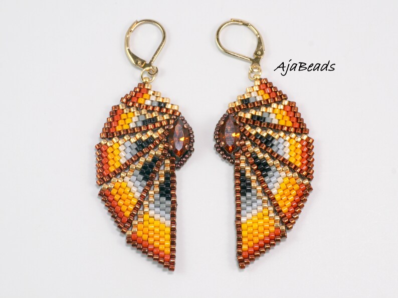 Beading tutorial Wings beaded earrings in two sizes image 9