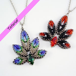 Beading tutorial - Peacock - beaded necklace or decoration with a navette