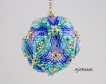 Beaded ball 2 - blue - not only Christmas decoration