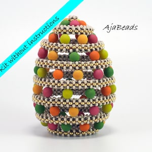 Beaded egg - Candies - green-orange-red - a kit WITHOUT instructions