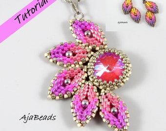 Beading tutorial - Sun - beaded pendant with a rivoli incl. earrings