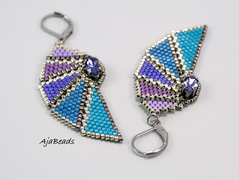 Beading tutorial Wings beaded earrings in two sizes image 8