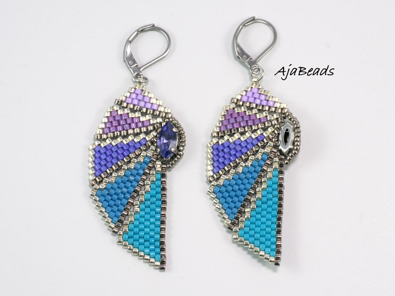 Beading tutorial Wings beaded earrings in two sizes image 4