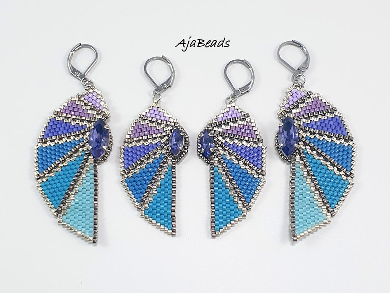 Beading tutorial Wings beaded earrings in two sizes image 6