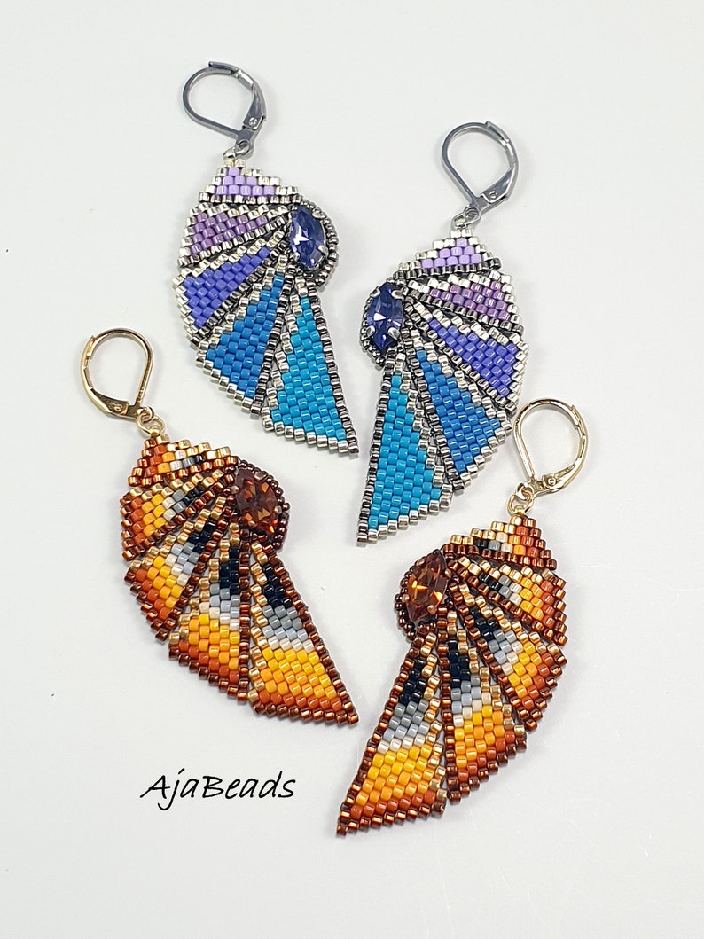 Beading tutorial Wings pendants and earrings image 2