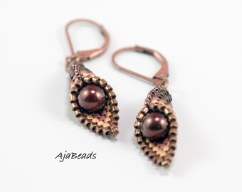 Boucles d'oreilles petites Olivia - marron-rose