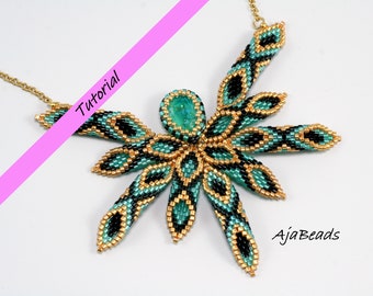 Beading tutorial - Pterula - beaded necklace with a drop