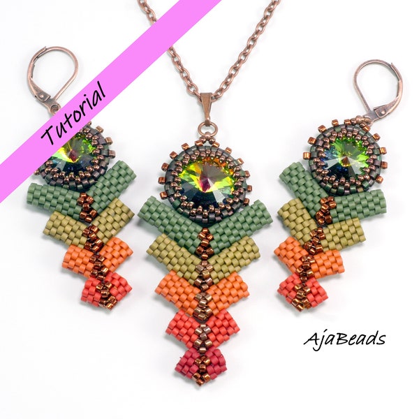 Beading tutorial - Arrow - pendant + earrings