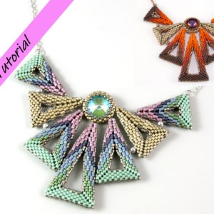 Beading tutorial - "Bird" - beaded necklace with a rivoli