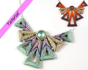 Beading tutorial - "Bird" - beaded necklace with a rivoli