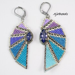 Beading tutorial Wings beaded earrings in two sizes image 2