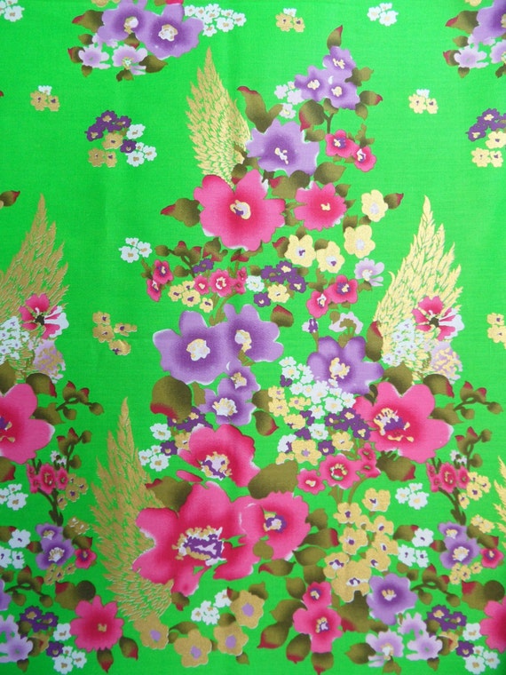 VENTE Kimono coton style japonais, orienta orienta japonais, Asain tissu jardin de printemps vert avec imprimé floral en rose, violet, blanc, or : 2 m. (016) bd7f4f VENTE Kimono coton style japonais, orienta orienta japonais, Asain tissu jardin de printemps vert avec imprimé floral en rose, violet, blanc, or : 2 m. (016) bd7f4f