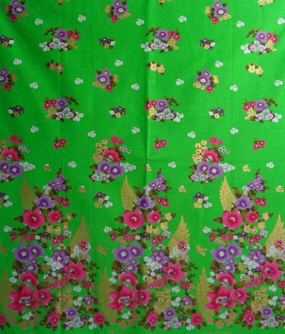 VENTE Kimono coton style japonais, orienta orienta japonais, Asain tissu jardin de printemps vert avec imprimé floral en rose, violet, blanc, or : 2 m. (016) bd7f4f VENTE Kimono coton style japonais, orienta orienta japonais, Asain tissu jardin de printemps vert avec imprimé floral en rose, violet, blanc, or : 2 m. (016) bd7f4f