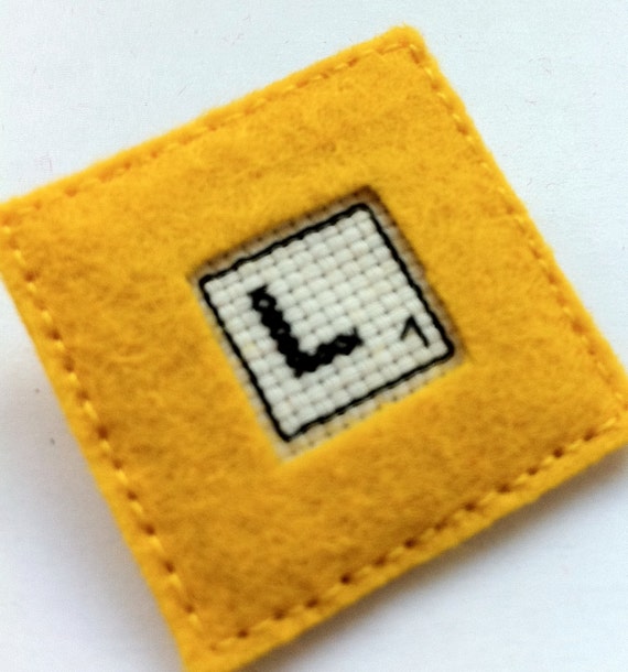 Items similar to Initial jewelry scrabble letter brooch felt brooch