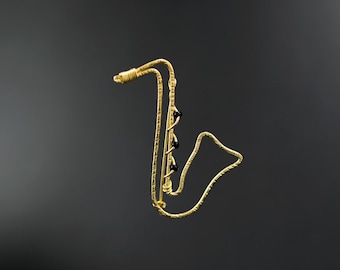 Mothers day gift Sterling silver Music brooch pinbrooch music gold broach saxophone brooch music teacher musician mom jewelry