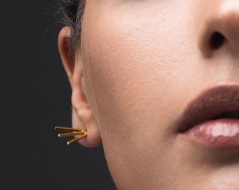 Sterling silver Stud Earrings Gold stud earrings edgy earrings statement earrings, gold stud spike earrings studs minimalist mom jewelry