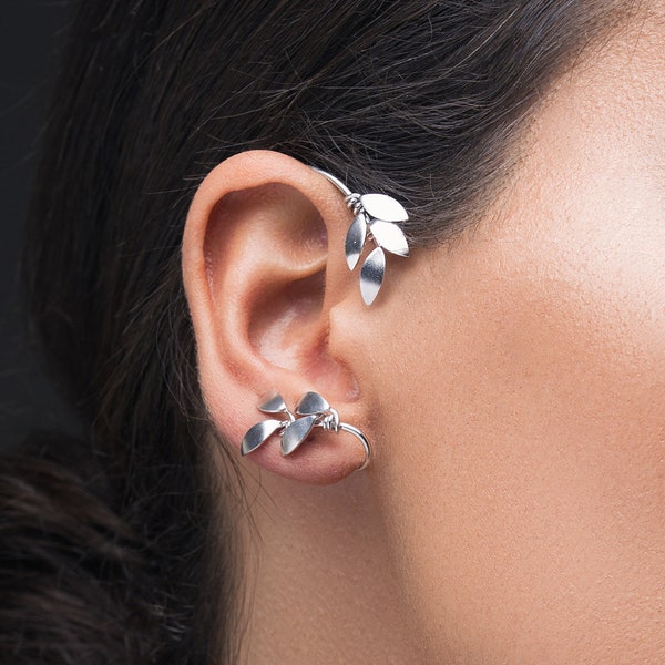 Mothers day gift Sterling silver Ear cuff no piercing ear climber statement earring non pierced elf ear cuff mom jewelry