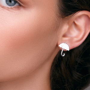 Sterling Silver Stud Earrings Tiny earrings umbrella earrings cute hypoallergenic minimalist gift for her  Handmade Earrings