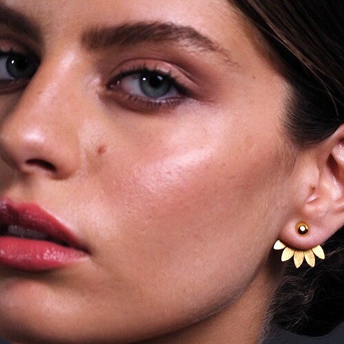 Rose Gold Ear Jacket Earrings Big Statement Earrings Doubled Etsy