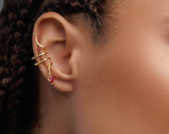 Handmade gift Minimalistic sterling silver jewelry Snake Ear Cuff Earring No Piercing Earcuff Hypoallergenic Boho Non Pierced Ears Trendy