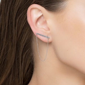 Sterling Silver ear cuff earrings chain ear cuffs earrings silver earcuffs rose gold ear climber gift for her
