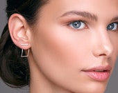 Sterling Silver Simple Stud Earring Jackets Minimalist Ear Jackets Front Back Double Sided Gifts gift for her  Handmade Earrings