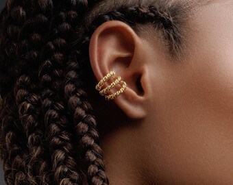 Sterling Silver Triple Twisted Ear Cuff: No Piercing Boho Jewelry