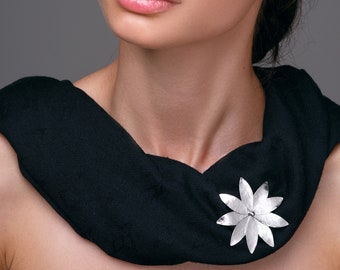 Handmade jewelry gift Statement brooch flower broach silver unique broach chunky broach blossom Trendy spring clothing