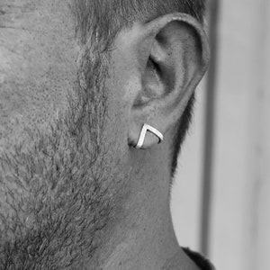 Sterling zilveren heren sieraden Heren oorbellen Sterling zilveren oorbel hengsten voor mannen Stud Earring heren cadeau voor mannen verjaardagscadeau afbeelding 1