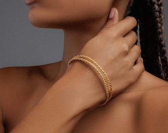 Mothers day gift Sterling silver bangle bracelets gold dainty bracelets minimalist Trendy mom jewelry