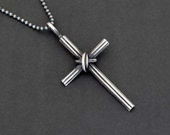 Mothers day gift Sterling silver cross necklace women pendant medieval cross pendant gothic punk rock rustic mom jewelry