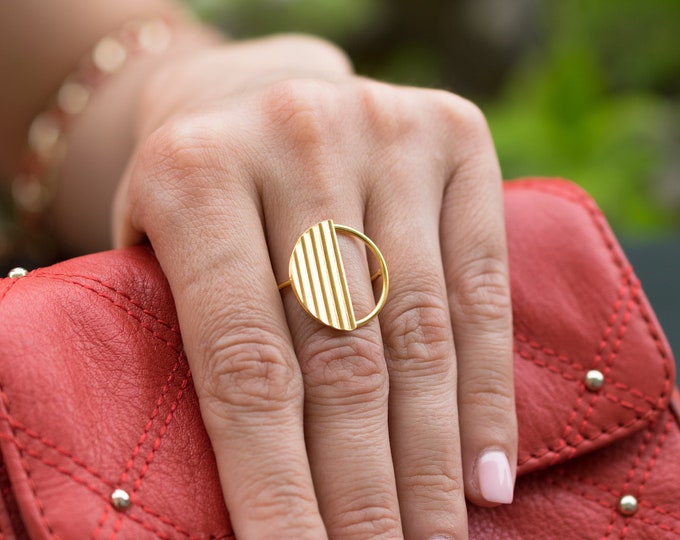 Moederdag cadeau Sterling zilveren geometrische ring geometrische ring ronde ring ongebruikelijke ring moeder sieraden