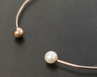 Mothers day gift Sterling silver Rose gold choker necklace rose gold necklace choker silver pearl choker pearl necklace gold mom jewelry