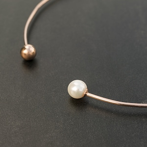 Rose Gold Sterling Silver Pearl Choker: Elegant Handmade Necklace