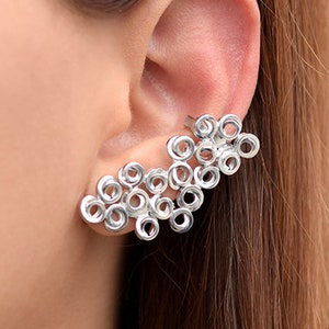 Statement Earring Cuff & Climber - Elegant Ear Crawlers Bridal cuff and wrap earrings gift for her unique  Handmade Earrings
